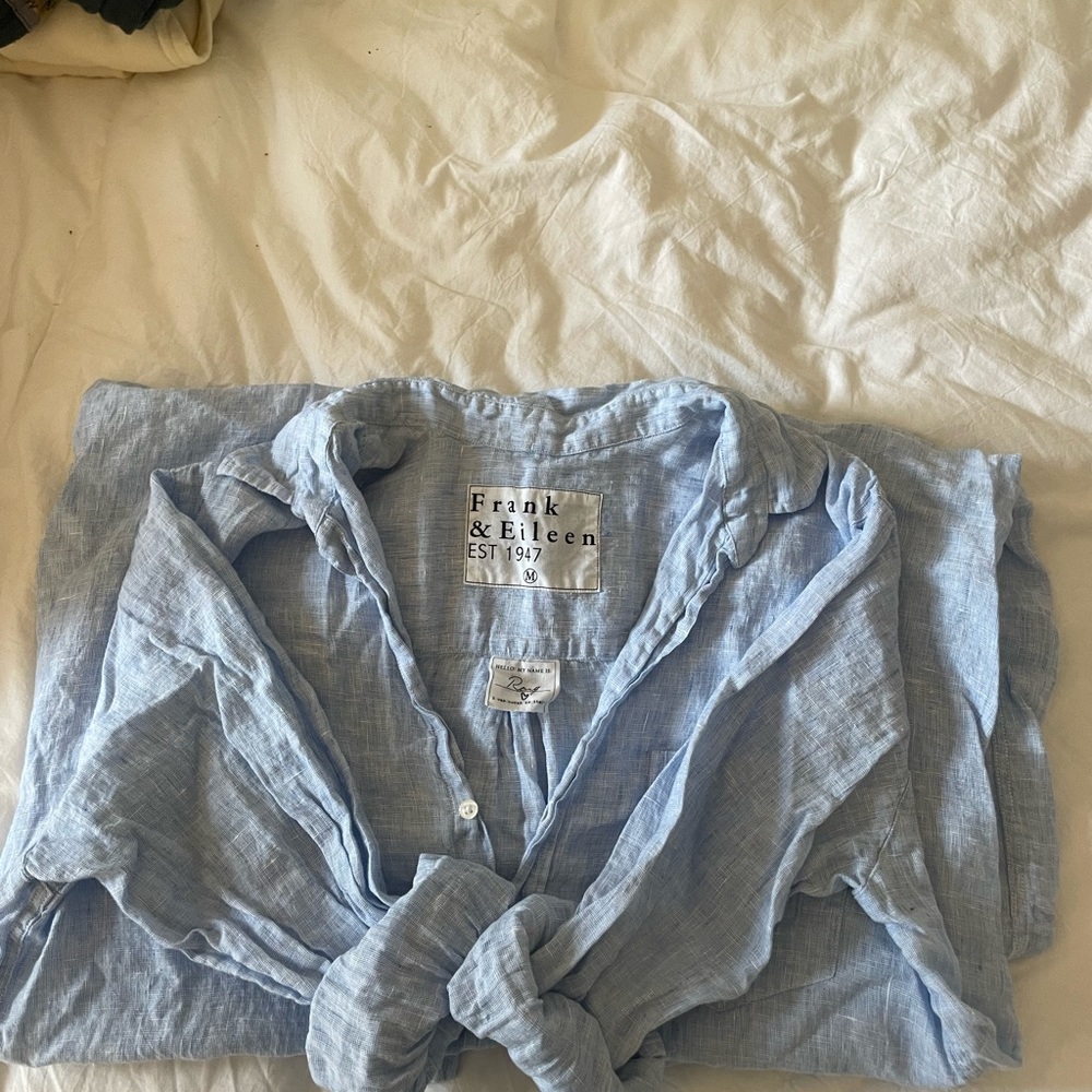 Frank & Eileen Rory Maxi Shirtdress soft blue linen